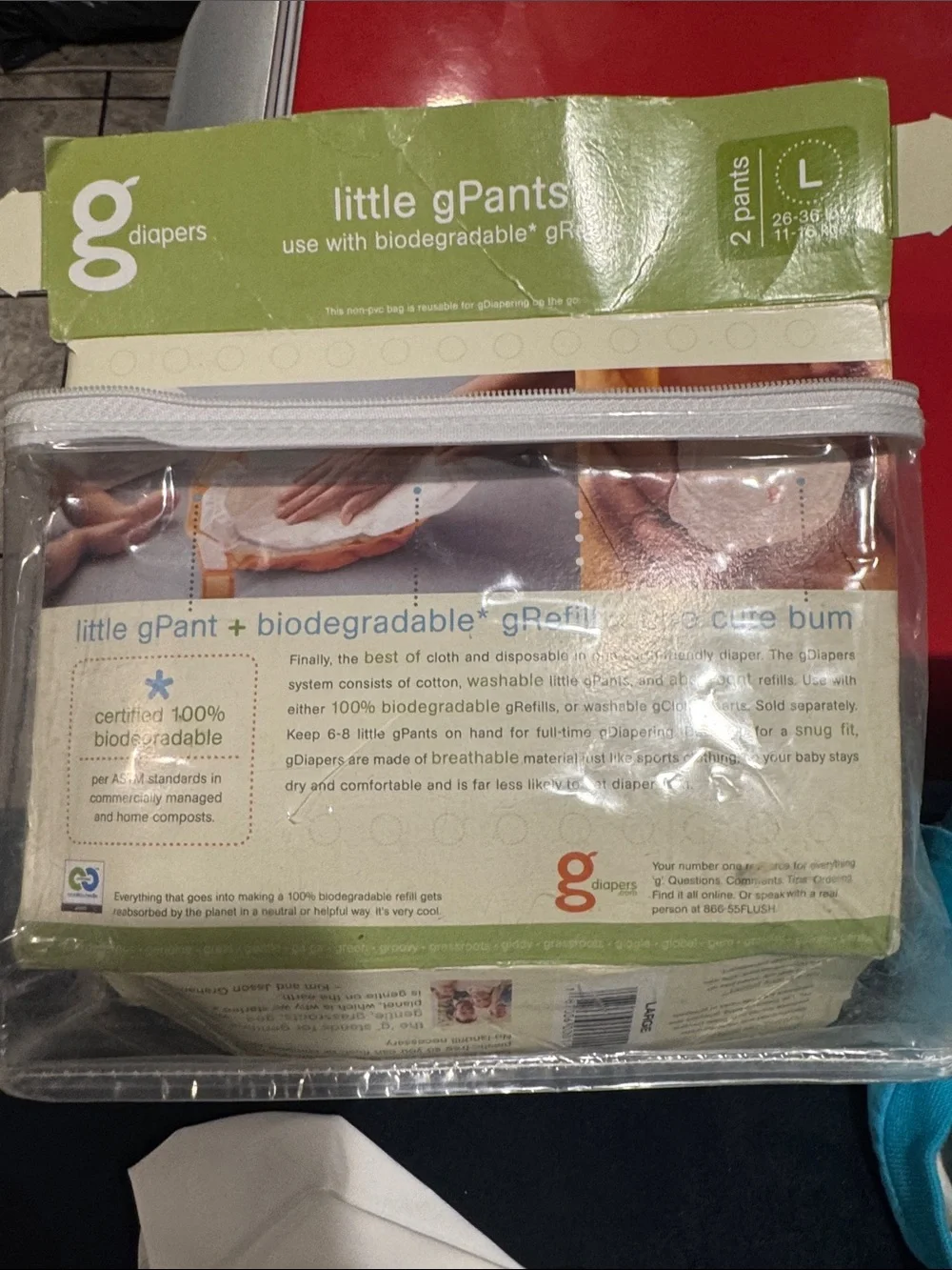 gDiapers Little gPants 2 pack size Large, blue and green. New in packaging